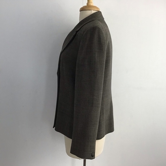 Talbots camel/black windowpane plaid double breasted lined wool blend blazer 10P - Picture 3 of 11